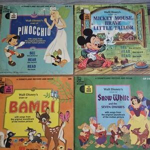 Disney Storybook Record Set - Pinocchio, Mickey Mouse, Bambi, Snow White